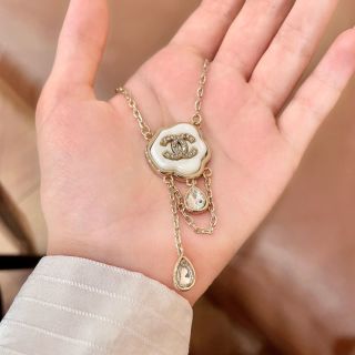 CHANEL Silver Bloom Pendant Necklace
