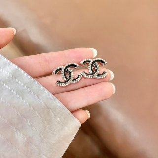 CHANEL Midnight Edge CC Stud Earrings