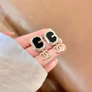 CHANEL Eclipse Frame Drop Earrings