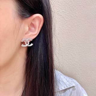 CHANEL Roselight Pavé CC Stud Earrings
