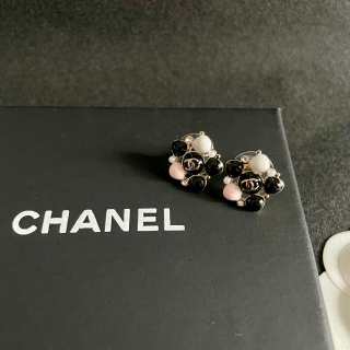 CHANEL Noir Blossom Cluster Stud Earrings