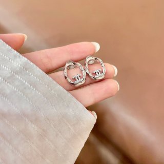 CHANEL Silver Orbit Charm Earrings