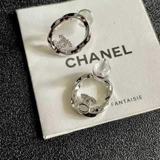 CHANEL Silver Orbit Charm Earrings