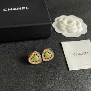 CHANEL Verdant Heart Glow Stud Earrings