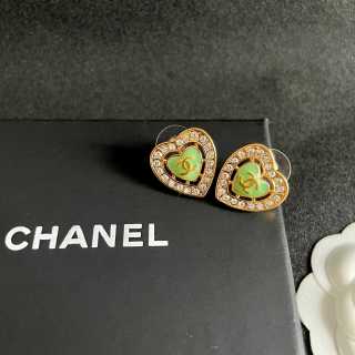 CHANEL Verdant Heart Glow Stud Earrings