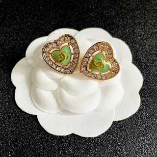 CHANEL Verdant Heart Glow Stud Earrings