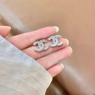 CHANEL Frostlight CC Stud Earrings