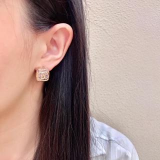 CHANEL Satin Frame CC Stud Earrings