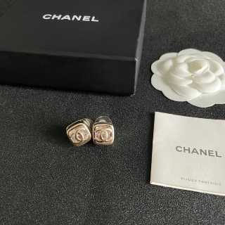 CHANEL Satin Frame CC Stud Earrings