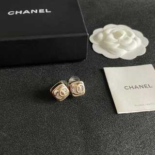 CHANEL Satin Frame CC Stud Earrings