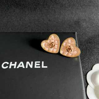 CHANEL Rosé Whisper Heart Stud Earrings