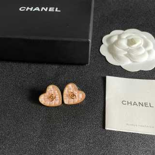 CHANEL Rosé Whisper Heart Stud Earrings