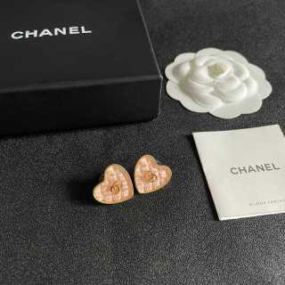 CHANEL Rosé Whisper Heart Stud Earrings
