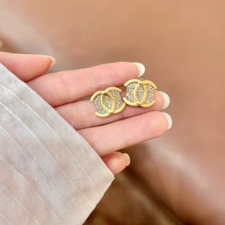 CHANEL Gilded Blush CC Stud Earrings