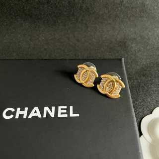CHANEL Gilded Blush CC Stud Earrings