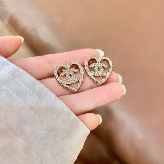 CHANEL Heartline Emblem Stud Earrings