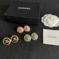 CHANEL Heritage Enamel Medallion Stud Earrings