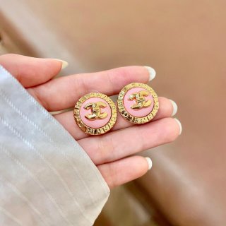 CHANEL Heritage Enamel Medallion Stud Earrings