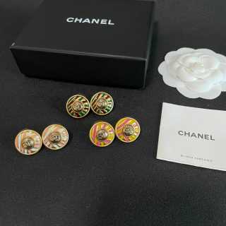 CHANEL Riviera Enamel Round Stud Earrings
