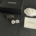 CHANEL Square Signature Stud Earrings