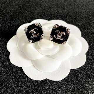 CHANEL Square Signature Stud Earrings