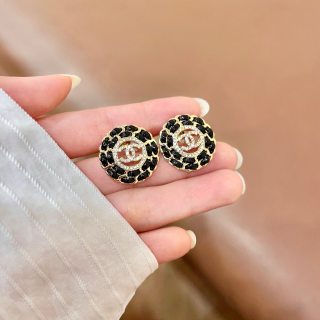 CHANEL Midnight Floral Stud Earrings