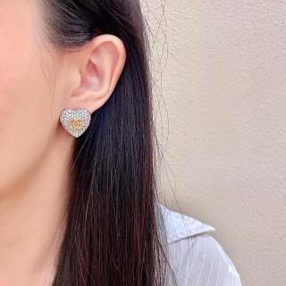 CHANEL Heart Pavé Crystal Stud Earrings
