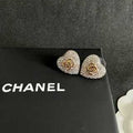 CHANEL Heart Pavé Crystal Stud Earrings