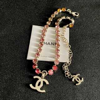 CHANEL Rosé Crystal Charm Necklace