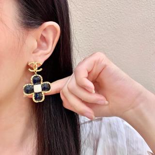 CHANEL Midnight Clover CC Drop Earrings
