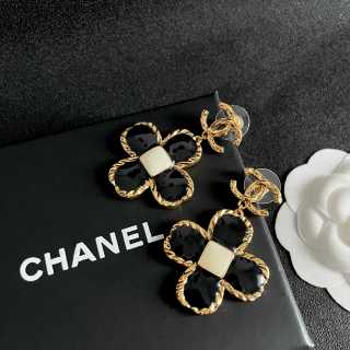 CHANEL Midnight Clover CC Drop Earrings