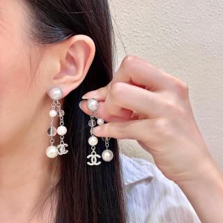 CHANEL Pearl Cascade CC Drop Earrings
