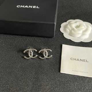 CHANEL Silver Orbit CC Stud Earrings