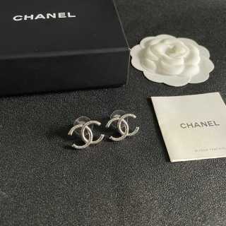 CHANEL Silver Orbit CC Stud Earrings