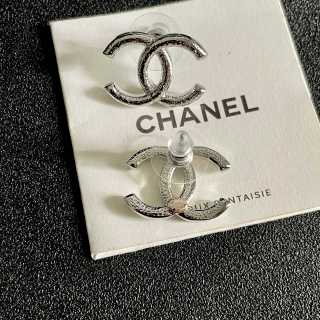 CHANEL Silver Orbit CC Stud Earrings
