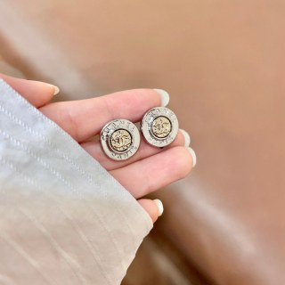 CHANEL Noir Medallion CC Stud Earrings