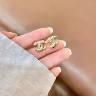 CHANEL Golden Arc CC Stud Earrings