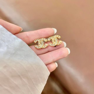 CHANEL Golden Interlock CC Stud Earrings