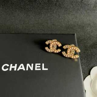 CHANEL Golden Interlock CC Stud Earrings