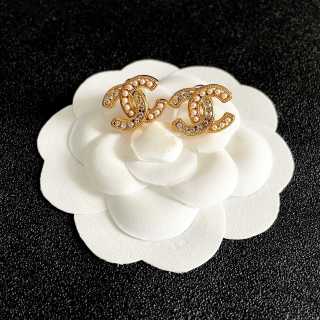 CHANEL Golden Interlock CC Stud Earrings