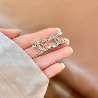 CHANEL Crescent Bloom CC Drop Earrings