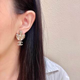 CHANEL Butterfly Bloom CC Drop Earrings