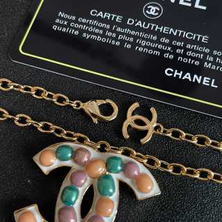 Chanel Colorful Gemstone CC Pendant Necklace – Elegant Luxury Fashion Jewelry