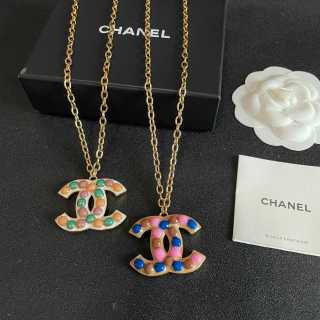 Chanel Colorful Crystal CC Pendant Necklace – Elegant Luxury Fashion Jewelry