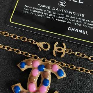 Chanel Colorful Crystal CC Pendant Necklace – Elegant Luxury Fashion Jewelry