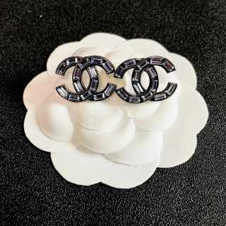 Chanel Silver Crystal CC Stud Earrings – Elegant Luxury Fashion Jewelry
