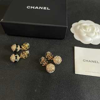 Chanel Elegant Crystal Pearl Charm Earrings