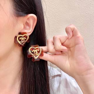 Chanel Vintage Heart Flower Stud Earrings