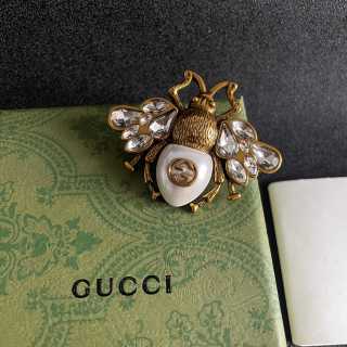 Gucci Bee Crystal Double G Brooch