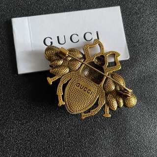 Gucci Bee Crystal Double G Brooch